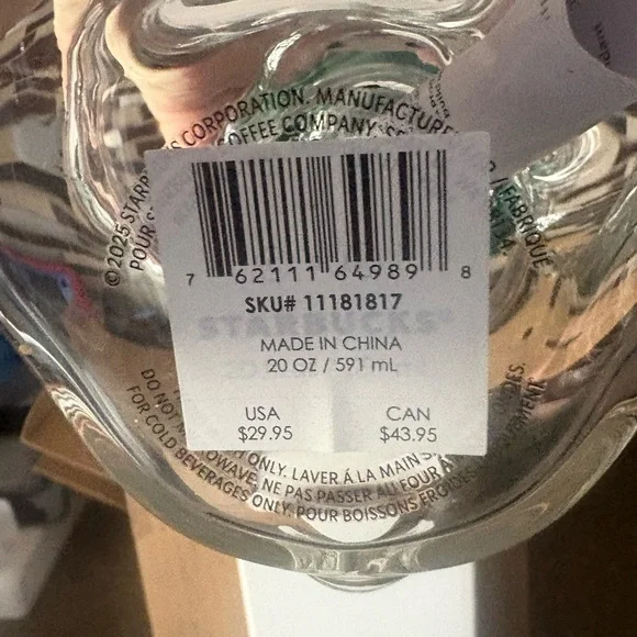 New Starbucks Bearista glass cold cup 20 ounce - Picture 2 of 3